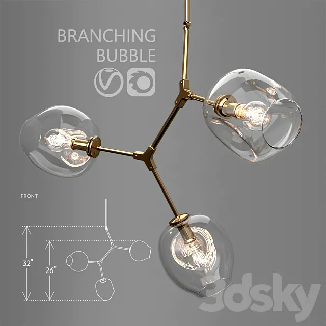 Branching bubble 3 lamps 3DSMax File