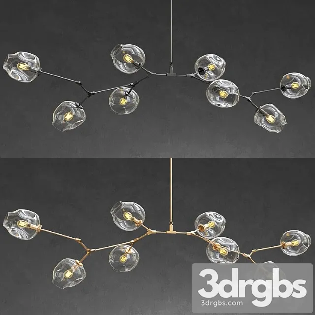 Branching bubble 8 lamps – gold and black metal