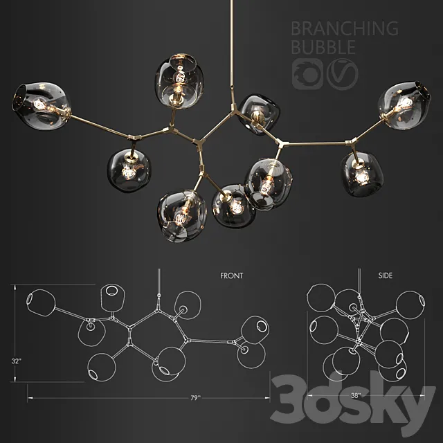 Branching bubble 9 lamps 3ds Max
