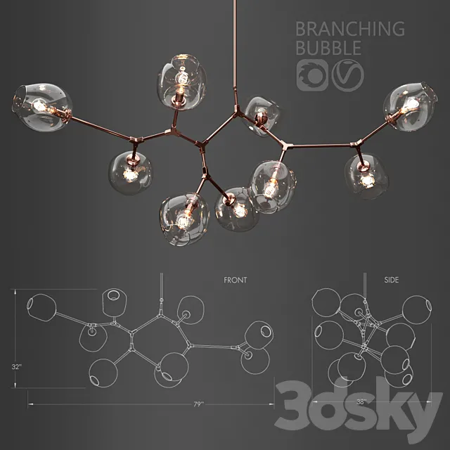 Branching bubble 9 lamps 3DSMax File