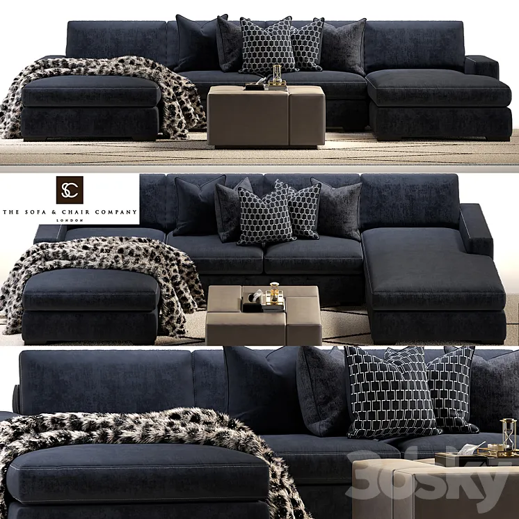 Brancusi corner sofa and Matisse ottoman 3DS Max