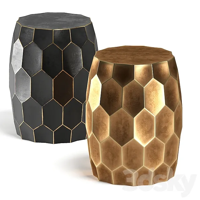 Brass black side table 3DSMax File