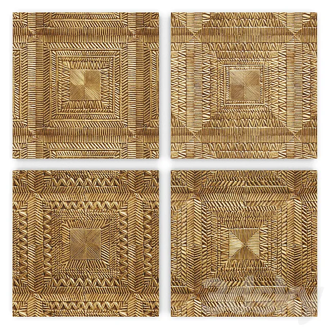 Brass Clad Square Wall Panel Collection 3ds Max