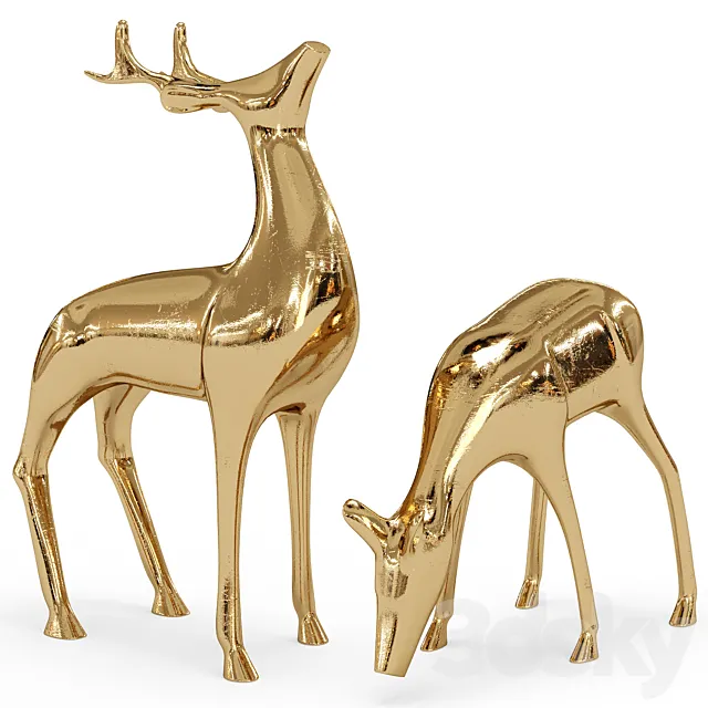 Brass Deer Figurines from West Elm 3dsMax Model