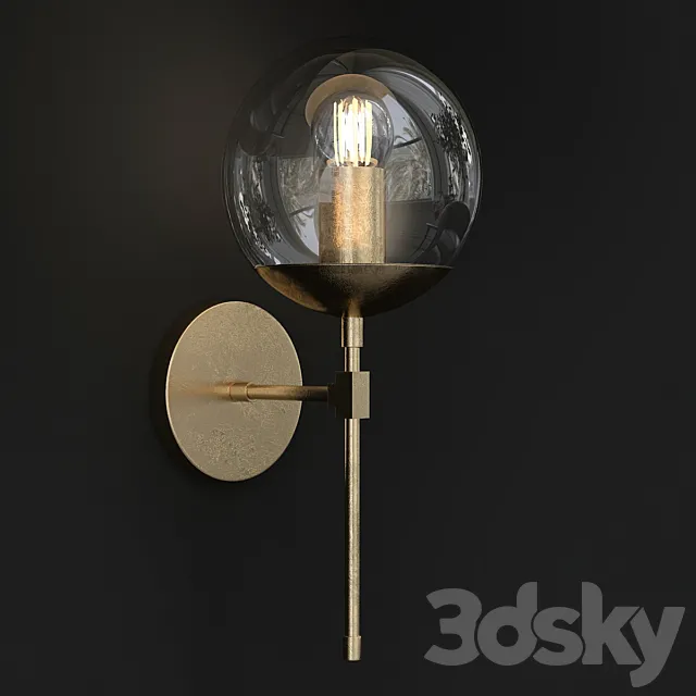 Brass Globe Sconce Bathroom Wall Lamp 3DS Max Model