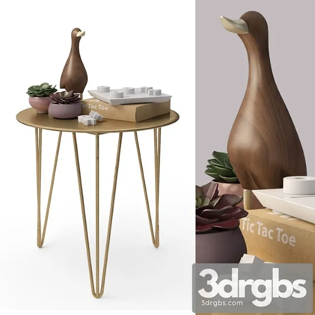 Brass table and decor set 2 3dsmax Download