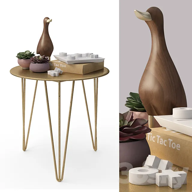 Brass Table and decor set 3ds Max