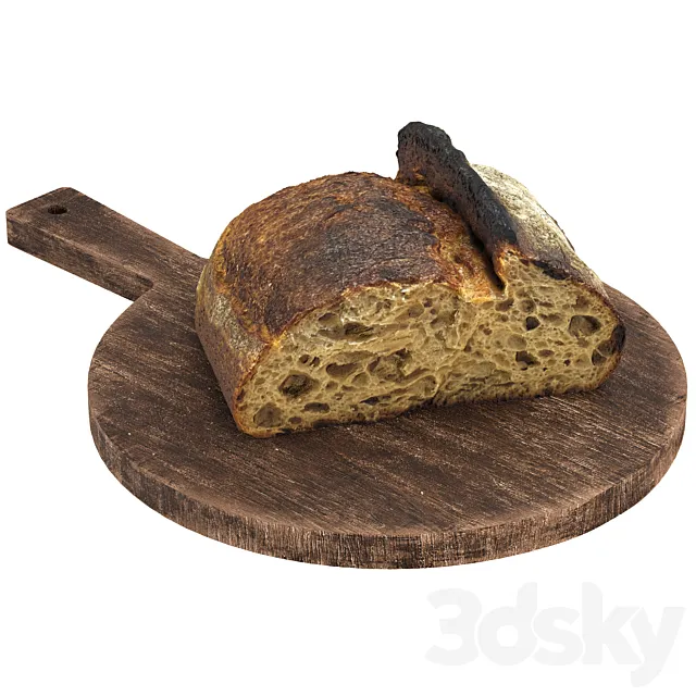 Bread on cutting board 3dsMax Model