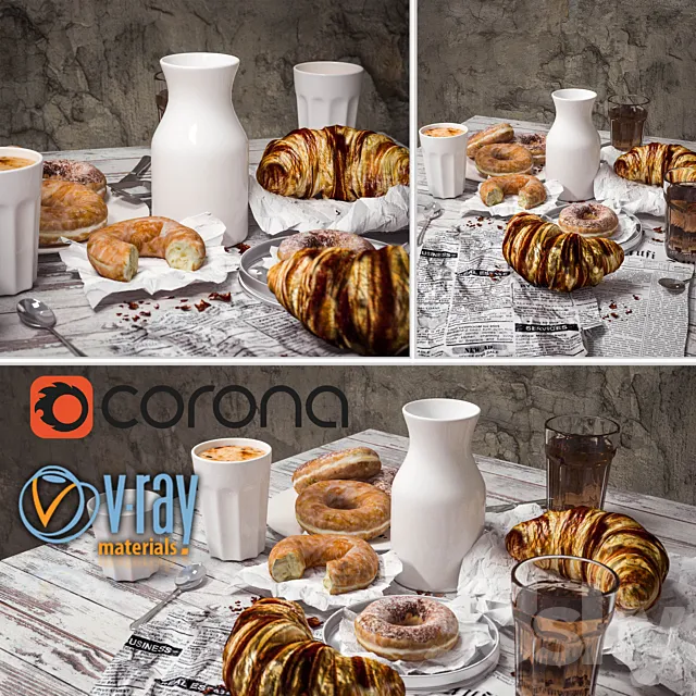 Breakfast set 3ds Max