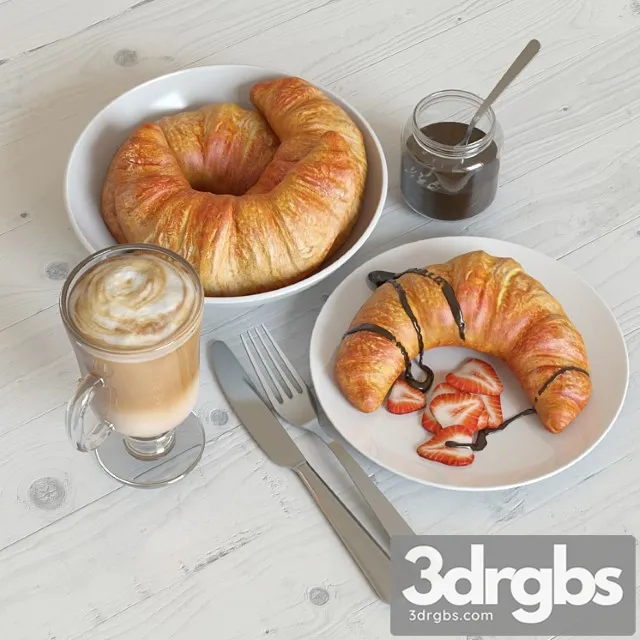 Breakfast with croissant 3dsmax Download