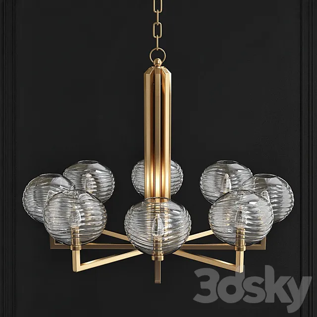 Breton 8 Light Chandelier – Aged Brass 3ds Max