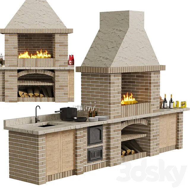 Brick BBQ 3DS Max Model