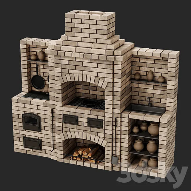 Brick oven barbecue 3DS Max Model