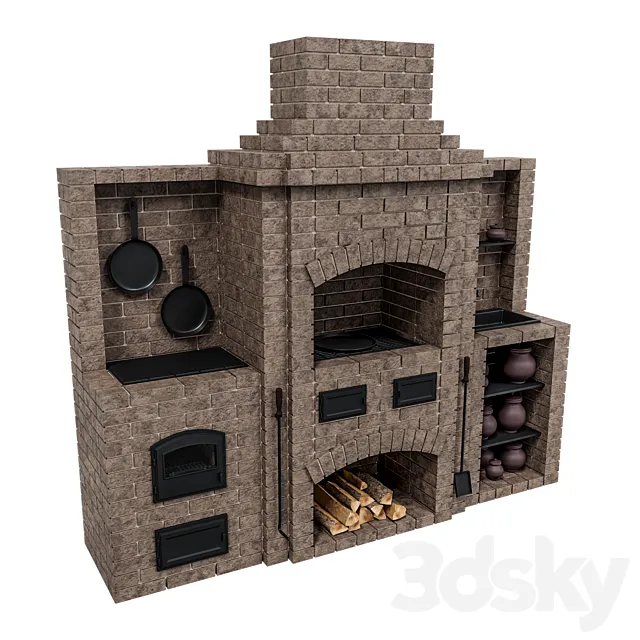 Brick oven barbecue 3DS Max Model