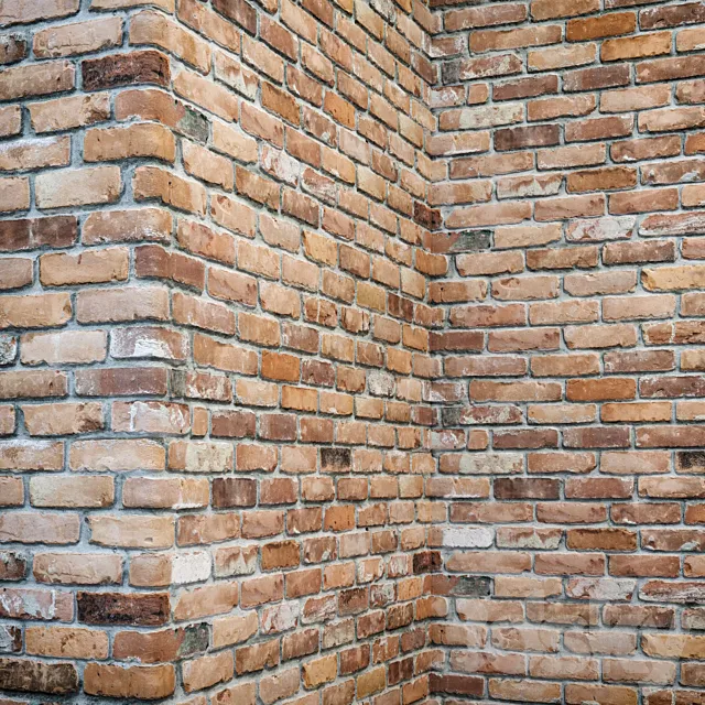 Brick wall with corners 3DSMax File