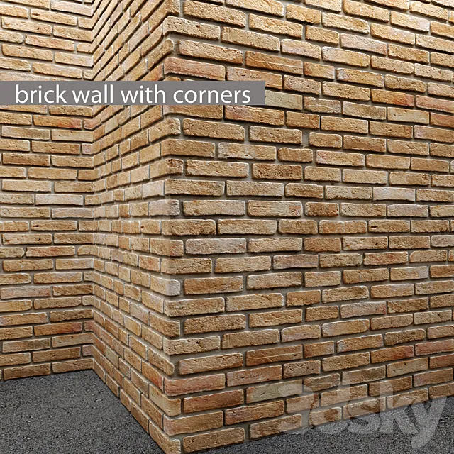 Brick wall with corners. masonry. brick. loft. decorative. panel. wall. corner. brick 3DSMax File