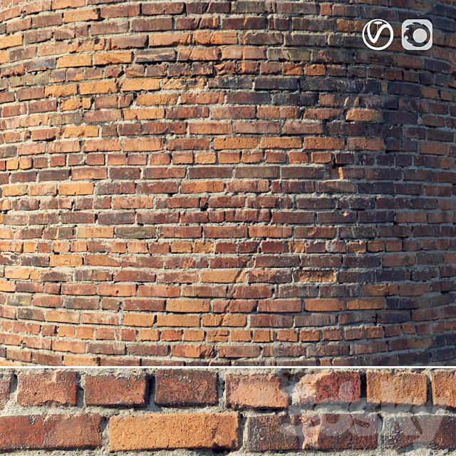 Brick wall with damage (material) 3DSMax File
