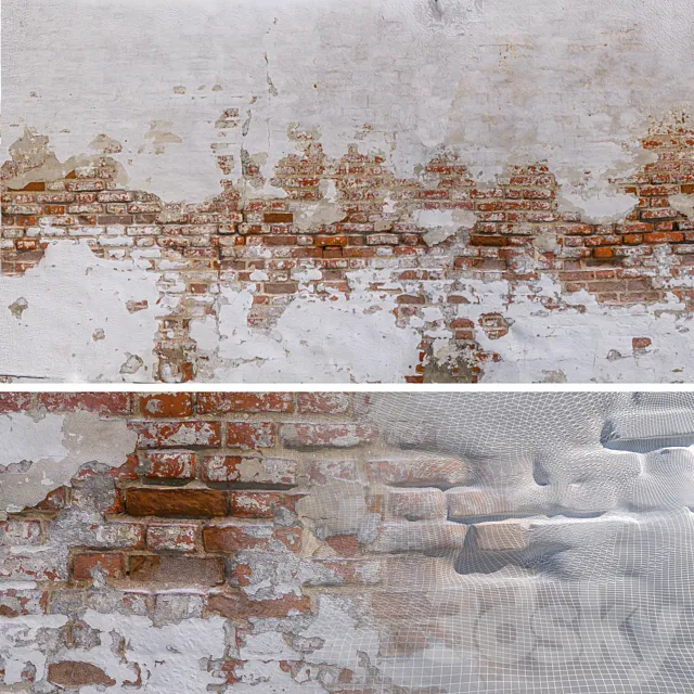 Brick wall with stucco 3ds Max