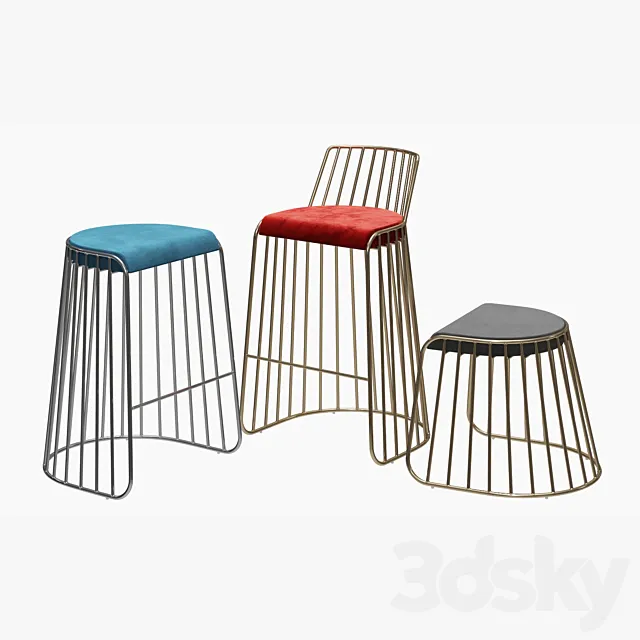 Bride’s Veil Bar & Counter Stool by Phase Design 3DS Max Model