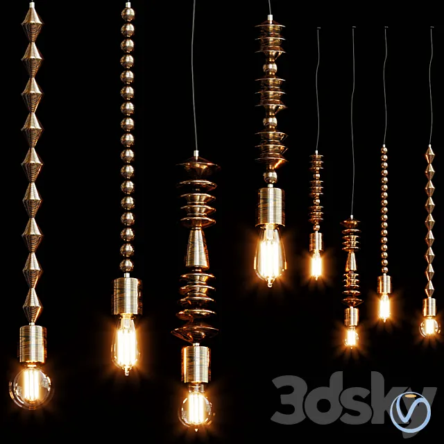 Bright Beads Wooden Lamps by Marz Designs 3ds Max
