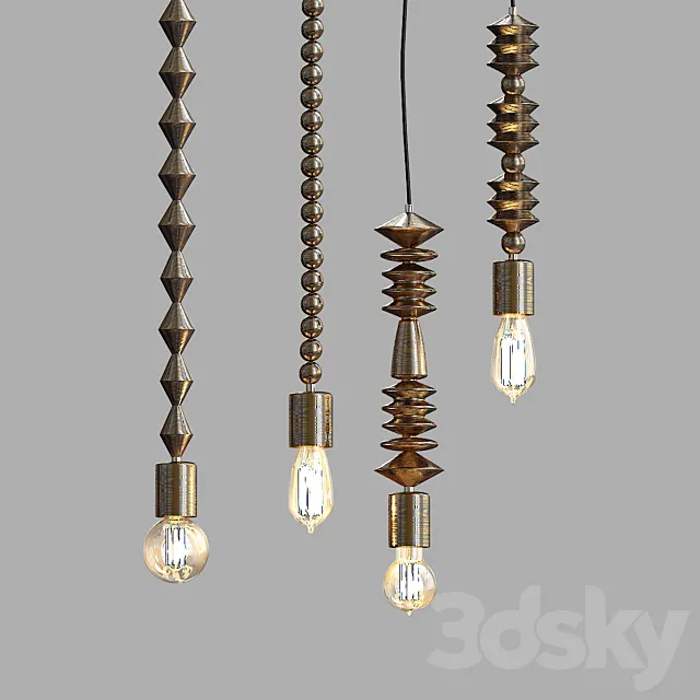 Bright Beads Wooden Lamps by Marz Designs 3DSMax File