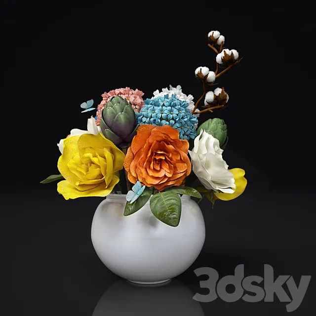 Bright bouquet 3ds Max