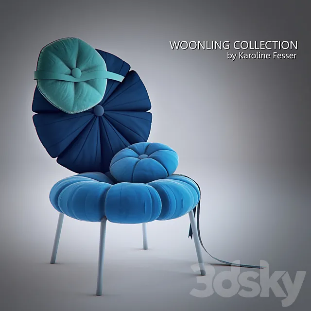 Brightly colored Woonling Collection by Karoline Fesser 3DS Max Model