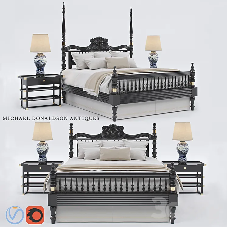 British Colonial Four-Poster Bed By Michael Donaldson Antiques 3DS Max