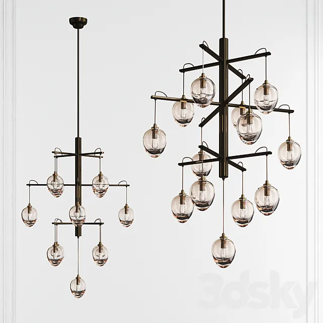 Brixton Gun Metal with Smoked Chrome 13 Light Chandelier by Troy Lighting 3ds Max