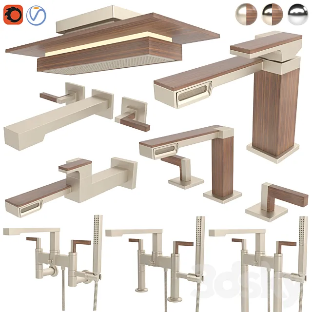 Brizo faucet and shower – Frank Lloyd wright collection 3ds Max