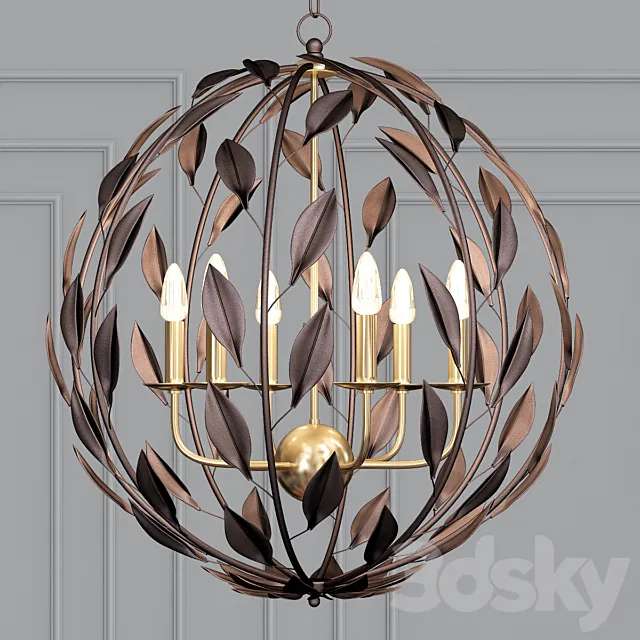 Broche 6-Light English Bronze and Antiqued Gold Sphere Chandelier 3ds Max