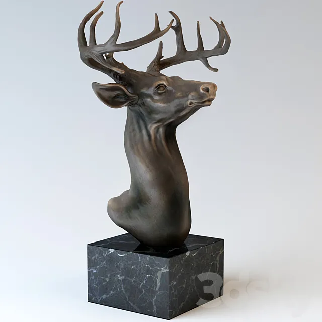 Bronze sculpture “Head of a deer.” 3DSMax File