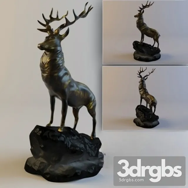 Bronze Stag In Art Sculptures 3dsmax Download