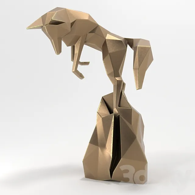 Bronze statuette of a fox 3DS Max Model