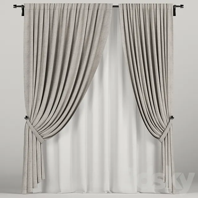 Brown curtains in the background. 3DS Max Model