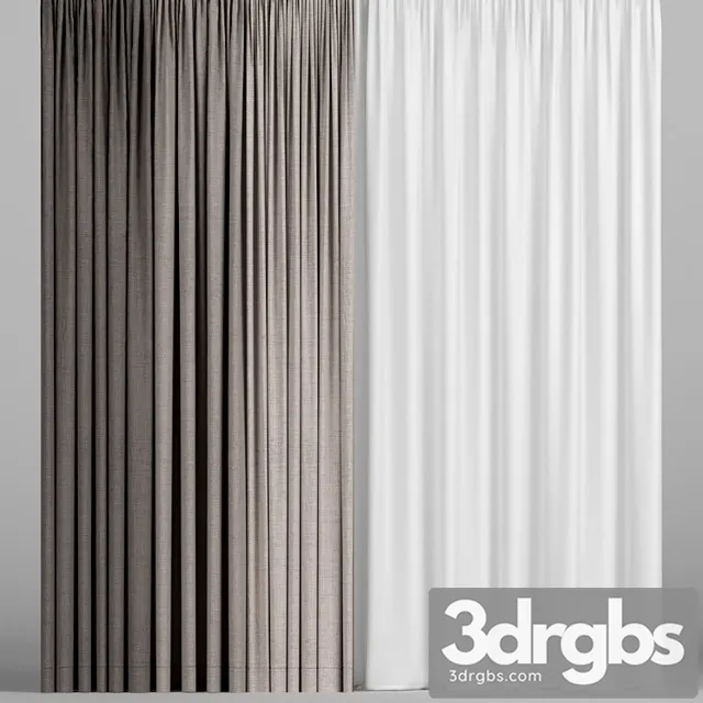 Brown Curtains In Three Colors With Tulle 3dsmax Download