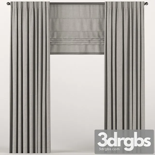 Brown curtains with a roman curtain. 3dsmax Download