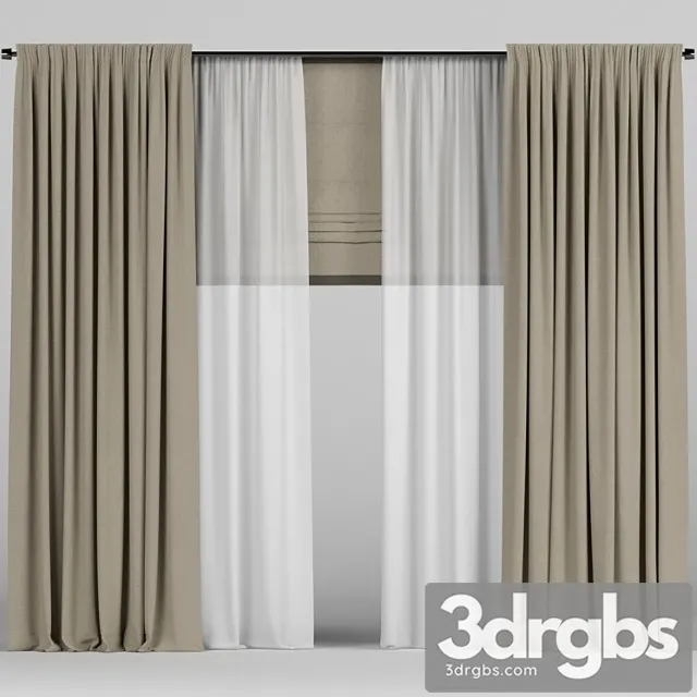 Brown Curtains With Tulle And Roman 3dsmax Download