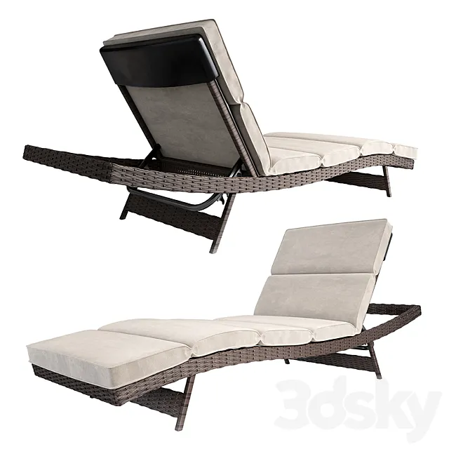 Brown Fortenberry Reclining Chaise Lounge with Cushion 3DS Max Model