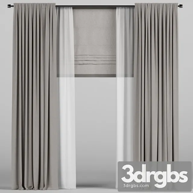 Brown roman curtains. 3dsmax Download