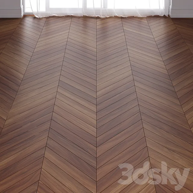 Brown Teak Wood Parquet Floor in 3 types 3ds Max