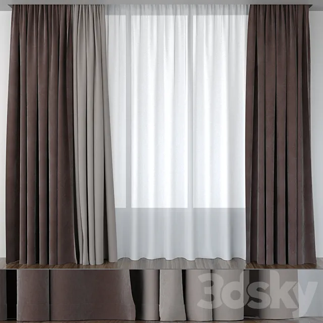 Brown velvet curtains 3DSMax File