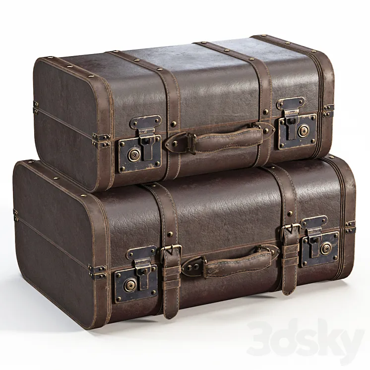 Brown Vintage Suitcases 3DS Max