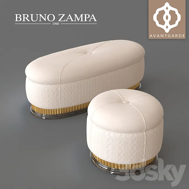 BRUNO ZAMPA WALT Pouf and Bench 3dsMax Model