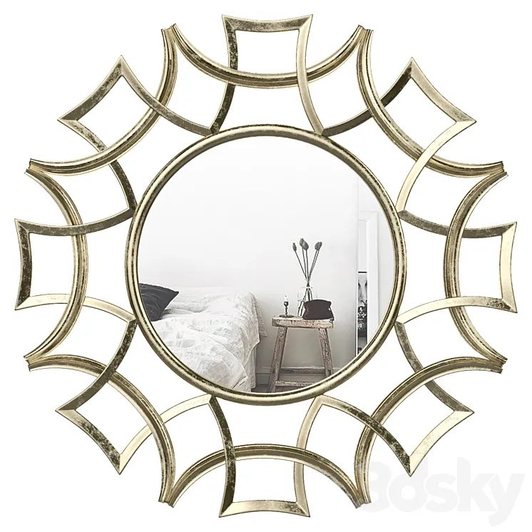 Brylee Traditional Sunburst Mirror WRLO6935 3DS Max