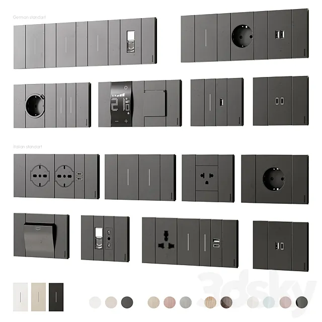 Bticino sockets and switches Living Now series 3ds Max