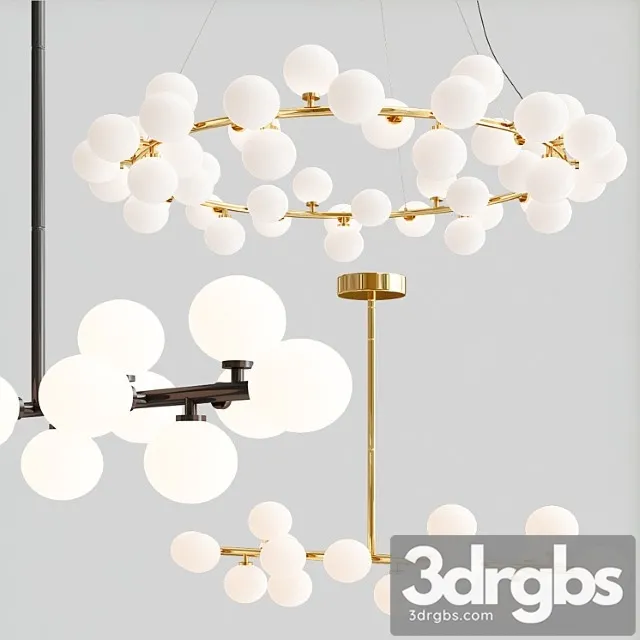 Bubble stik and milk bublle round chandelier collection 3dsmax Download