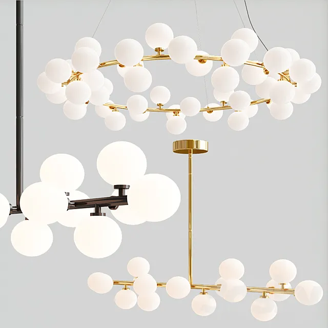 Bubble Stik and Milk Bublle Round Chandelier Collection 3DS Max Model