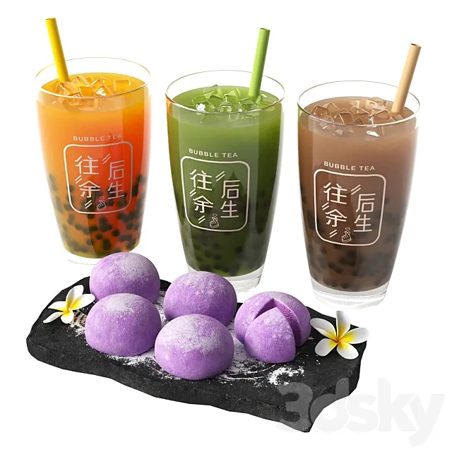 Bubble tea and Moti dessert 3DS Max Model