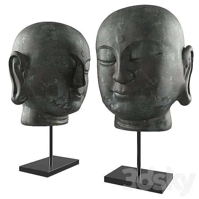 Buddha Head Smile Decor Sculpture 3DSMax File